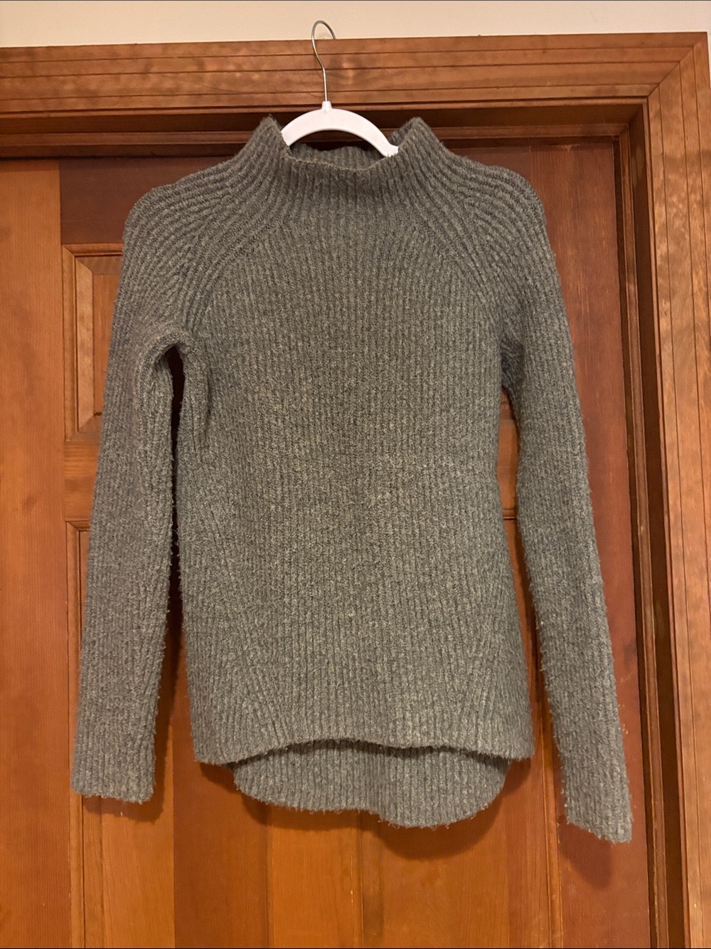 Madewell Gray Ribbed Mock-Neck Sweater